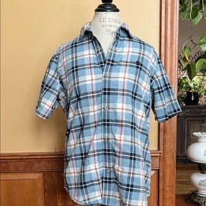 Timberland Men's Blue Red Plaid Button Down Shirt Medium